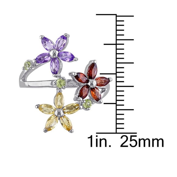 New Multi Gemstone Sterling Silver Garnet, amethyst, citrine,peridot Flowers - Picture 3 of 5